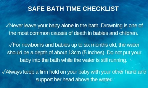 How to bathe your newborn baby - safety checklist